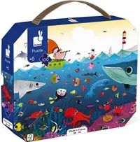 Puzzle in valiza pentru copii Janod din 100 de piese - Lumea subacvatică