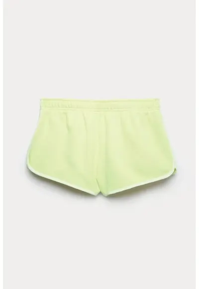 Pantaloni scurti din amestec de bumbac cu dungi constrastante - Verde lime