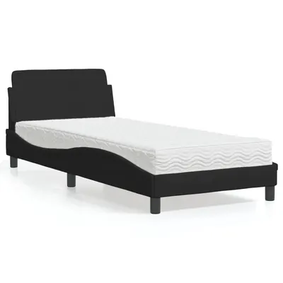 vidaXL Pat cu saltea, Dover, negru, 90x190 cm, textil