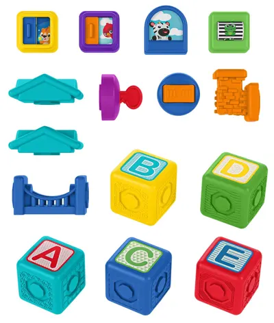 Jucărie activă Baby Einstein - Cuburi, Bridge & Learn, 15 piese