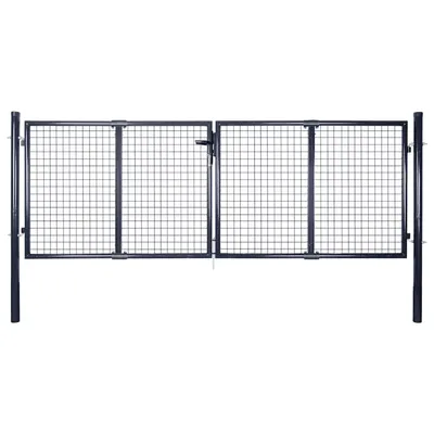 vidaXL Poartă de grădină din plasă, oțel galvanizat, gri, 300x75 cm