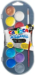 Acuarele Carioca - Metallic, 12 culori, cu o pensulă