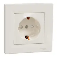 Asfora, Priza simpla 2P+E, 16A, obturatoare, crem