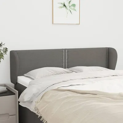 vidaXL Tăblie de pat cu aripioare gri închis 147x23x78/88 cm textil