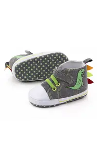 Tenisi Model Dino - Casual - Textil - Baieti - Siret - Gri - 3-6 luni -