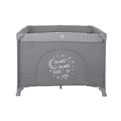 Tarc de joaca pentru copii Lorello Sunny Playground Cool Grey Star deschidere laterala cu fermoar, geanta de transport