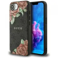 Husa MagSafe pentru Apple iPhone 17e / 16e, Guess, 4G Flowers Print, Neagra