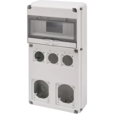 Organizator de santier Q-DIN 10 MODULE - 3 FLANSE-OUTLET 50x50 SOCKET mm + 2 FLANSE IEC 16/32 A - IP65