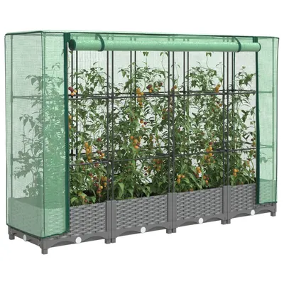 Gossi strat inaltat cu husa de sera, aspect ratan, 160x40x123 cm