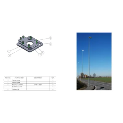 Pachet Inovator pentru Iluminat: Balama de Rabatare + Stalp Conic cu Flansa de 5m - Solutie de Mentenanta Facila