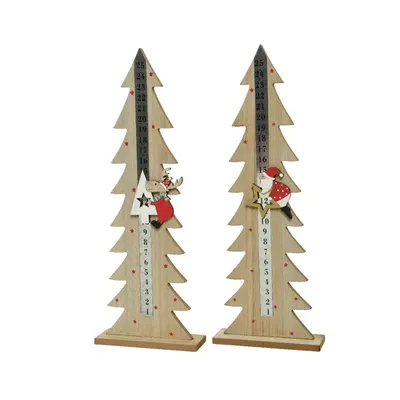 Decoratiune - Advent Calendar MDF - Tree with Magnet Figure on Foot - mai multe modele