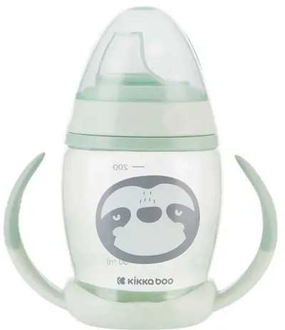 Cupă cu vârf de silicon KikkaBoo - Happy face, Mint, 200 ml
