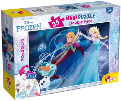 Puzzle cu două fețe Lisciani pentru colorare 35 piese - Regatul Înghețat