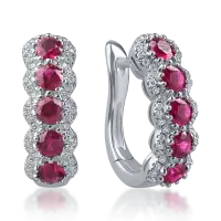 Cercei cu tortite din aur alb cu rubine si diamante de 1.5ct