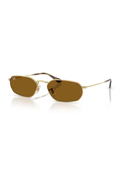 Ochelari de soare unisex cu logo discret - Auriu/Maro