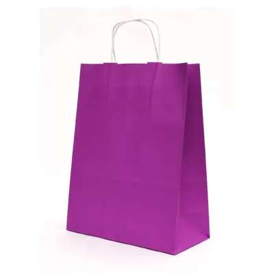 Pungi din Hartie cu Manere, Mov, Interior Alb, 32 x 12 x 41 cm, 100 Bucati