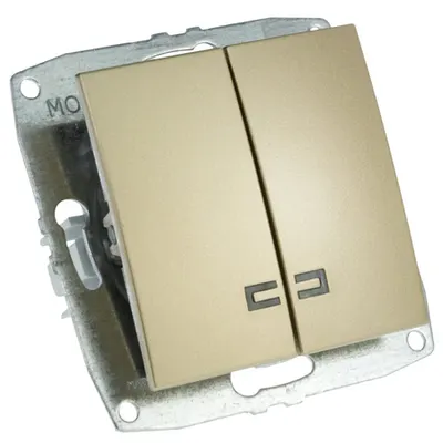 Mecanism Intrerupator dublu cu LED, ingropat/ST, TITANIUM