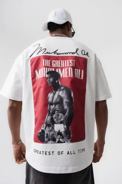 Tricou Oversize Muhammad Ali the Greatest – White Tses1(189) (mărime: M)