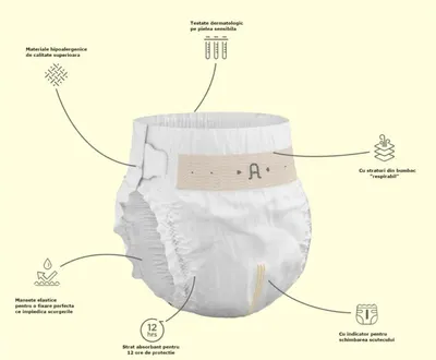 Scutece hipoalergenice Supreme Agnotis, marimea nr. 6, 17+ kg, 36 bucati