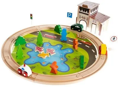Set Kruzzel - Calea ferata din lemn cu set de pescuit