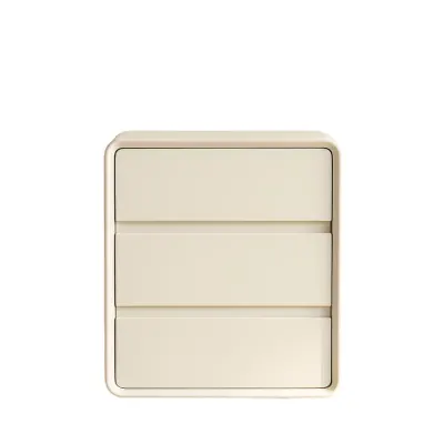 Comodă din MDF și piele PU – 3 sertare, 55x40x61 cm-White