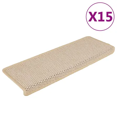 Gossi covorase scari autoadezive, 15 buc., crem, 65x21x4 cm, sisal