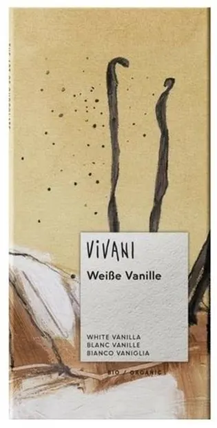 Ciocolată albă organică cu vanilie, 80 g, Vivani