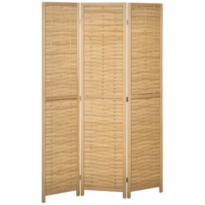 HOMCOM Separator de Cameră Pliabil, Bambus, 3 Părţi, 120 cm x 170 cm x 1,8 cm, Lemn Natural | Aosom Romania