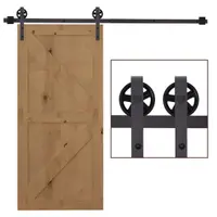 HOMCOM Kit Usa Glisanta 100kg max din Otel Carbon, pentru Usi Glisante cu Sina, 2 Manere, 2 Opritoare Usa, 2 Opritoare Podea, 183x4x0.6 cm