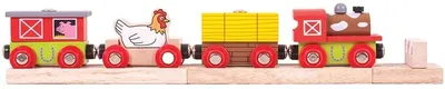Set din lemn pentru copii Bigjigs - Tren de fermă