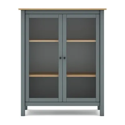 Vitrină verde prăfuit din lemn de pin 90x110x40 cm Misti – Marckeric