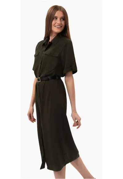 Rochie-camasa safari G-Hana - kaki - Kaki