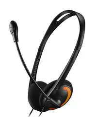 Căști cu microfon Canyon - CNS-CHS01BO, negre/portocaliu