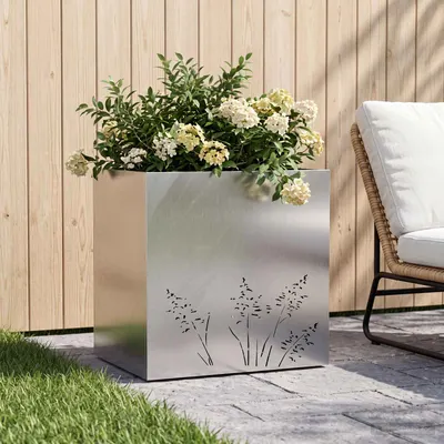 vidaXL Vază pentru Grădină Argintiu 50 x 30 x 49 cm Oţel inoxidabil
