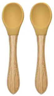 Linguri de silicon cu bambus Lorelli - Natural, 2 buc, Yellow