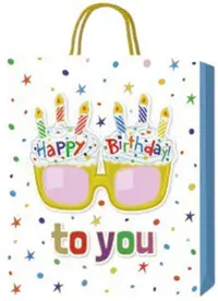 Pungă cadou 3D Happy Birthday - Brioșe, 26 х 32 х 10 cm