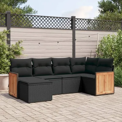 Gossi set mobilier de gradina cu perne, 6 piese, negru, poliratan