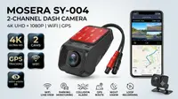 Camera auto DVR MOSERA SY-004 2-Channel, 4K Front, 1080P Spate, Ecran color, GPS, WiFi, Night Vision, G-Sensor, Loop Recording