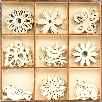 Figurine din lemn pentru decor Fandy - Primăvară, 45 buc