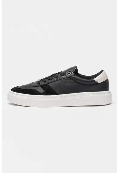 Pantofi sport cu sireturi si insertii din piele intoarsa Cupsole - Negru