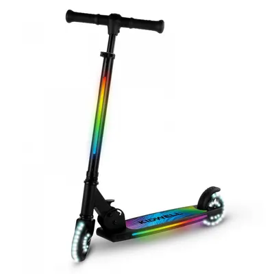 Trotineta pentru copii Kidwell Mido Black 3 in 1, pliabila, reglabila, cu 2 roti, cu iluminare LED incorporata, 5 ani+, pana la 100 kg