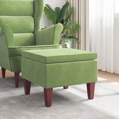 vidaXL Scaun cu picioare din lemn, verde deschis, catifea