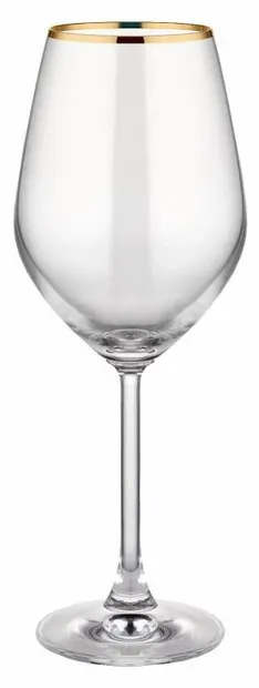Pahare de vin Rakle - Avantgarde Gold Rim, set de 6, 490 ml