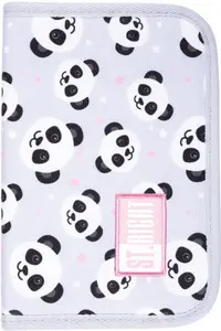 Penar școlar St. Right Grey Panda - Un fermoar cu 2 apripi