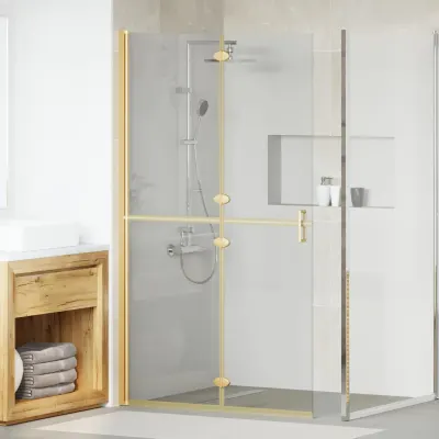vidaXL Perete de duș Walk-In Auriu 110 x 6,5 x 190 cm