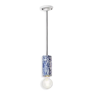 Lustra, lampa suspendata CILINDRO LARGO DECO PI FINISH MIB - MING BLU C2501
