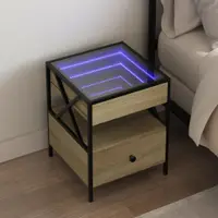 Gossi noptiera cu led infinity, stejar sonoma, 40x40x51 cm