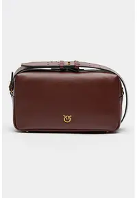 Geanta crossbody uni de piele - Rosu vintage