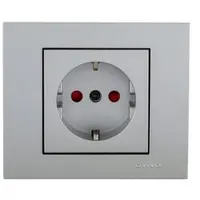 Priza Schuko cu Prot.Copii ST Grano Met Ovivo OV00128, 16A, 240V, IP20, argintiu