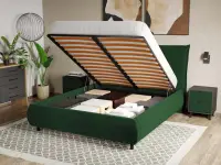 Pat Tapitat Axel cu somiera rabatabila si lada de depozitare Verde inchis Velluto 27 160x200